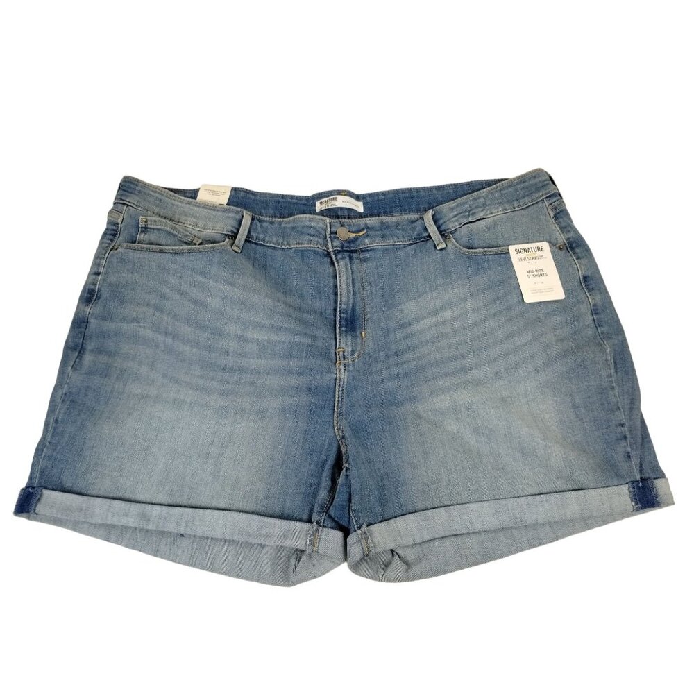 Levi Strauss Signature Gold Denim Mid Rise Shorts Womens 24 Rolled Cuff Stretch